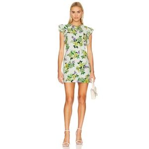 Amanda Uprichard Fiori Mini Dress S Veranda Green Ruffle Garden Party Feminine‎